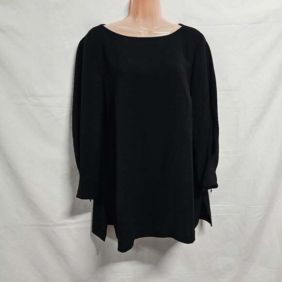 Lafayette 148 Caddie Finesse Crepe Blouse Black Top Blouse Women Size 10 - Picture 13 of 15